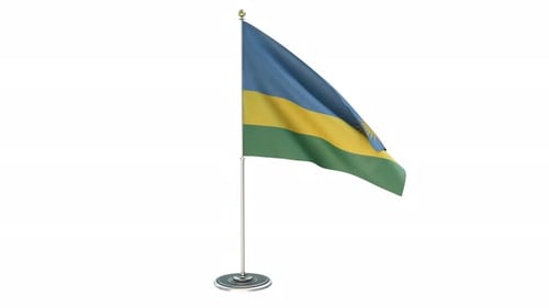 Animated National Flag of Rwanda Waving on a Pole