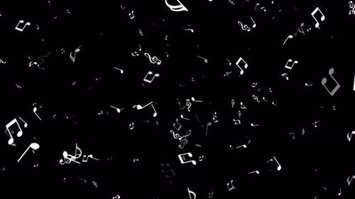 Animated Falling Musical Notes on Black Background