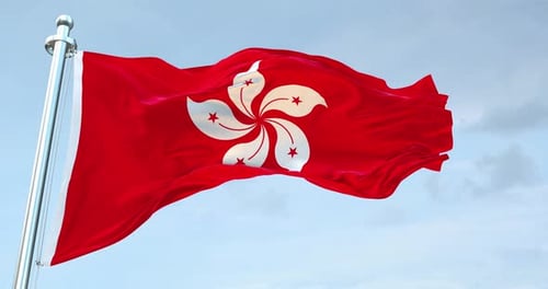 Waving Hong Kong Flag Animation with Realistic Fabric Movement