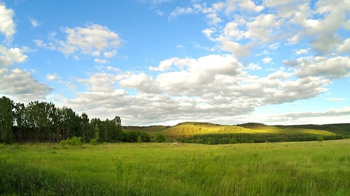 Green Meadow And Clouds 2