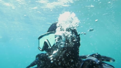 Diver Breathing Under The Water