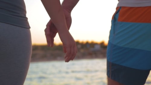 Couple Walking Outdoor Holding Hands