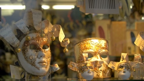 Handmade Masks For Venetian Carnival In Glass Shop