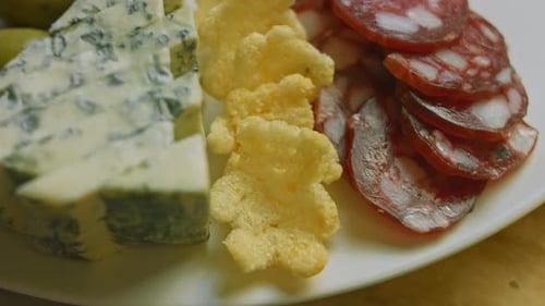 Gourmet Cheese and Sausage Appetizer with Chips