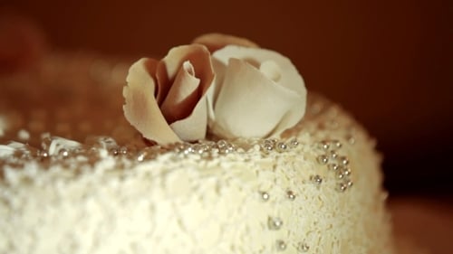 Festive Wedding Cake with Flower Decoration