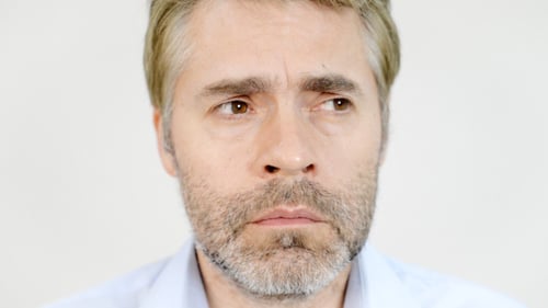 Adult Male Looking Thoughtful Face Close Up