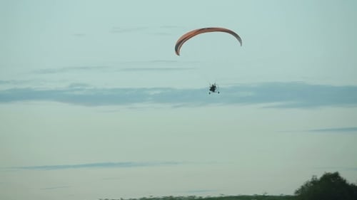 Paramotor Flying In The Air