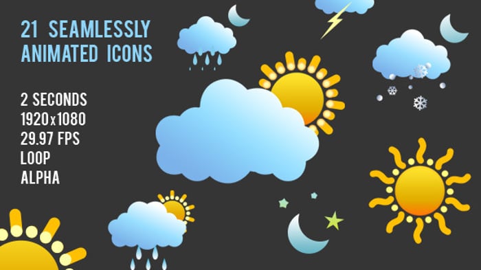 21 Animated Weather Icons - 01 Multi Color Version, Infographics Motion ...