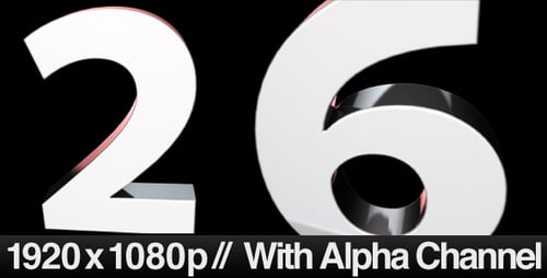 3D Countdown Numbers 10 to 1 with Alpha Channel