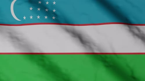 Realistic Waving Flag of Uzbekistan Loop Animation