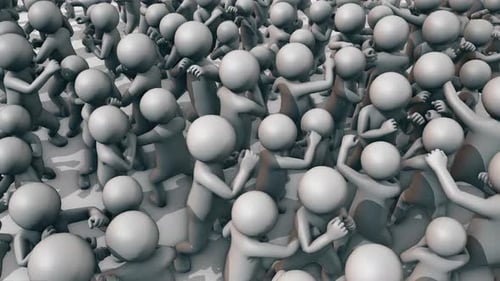 Abstract 3D Crowd of Moving People Animation