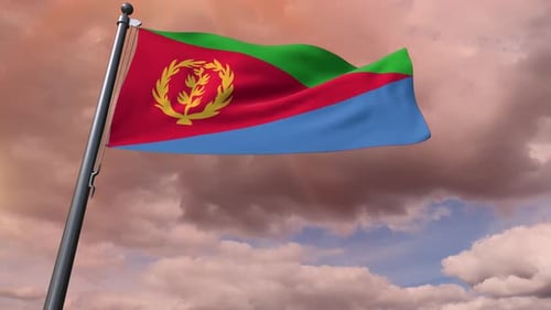 Realistic Flag of Eritrea Waving in the Wind