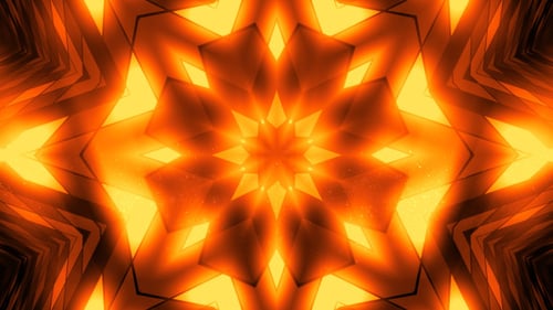 Abstract Geometric Tunnel with Glowing Orange and Yellow Lights Loop
