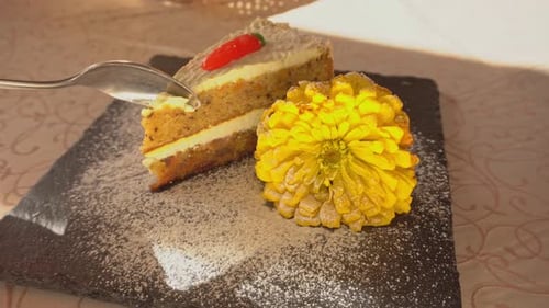 Carrot Cake with a Yellow Flower