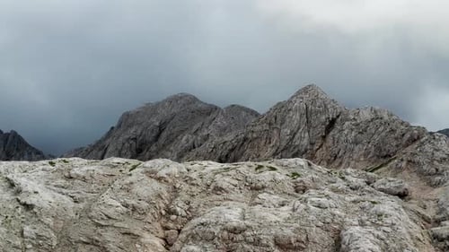 Drone Flight Over Rocky Mountain Peaks