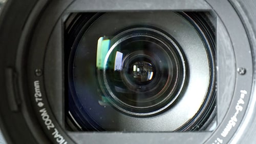 Extreme Close-up of a Camera Lens Zooming
