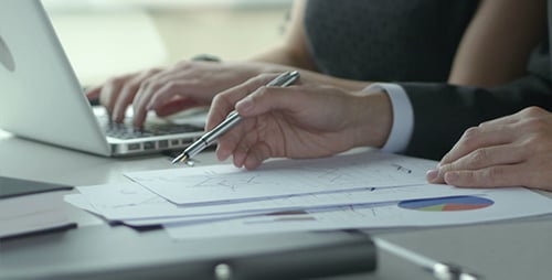 Working Hands And Financial Documents Background