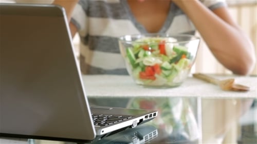 Housewife Eating Salad