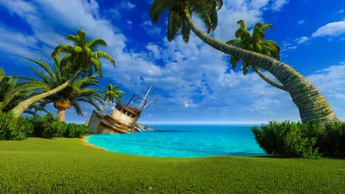 Old Ship On The Sandy Beach 2k