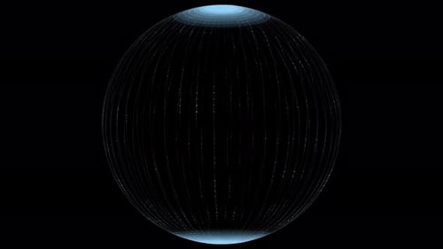 Abstract Digital Sphere with Rotating Data Lines and Particles