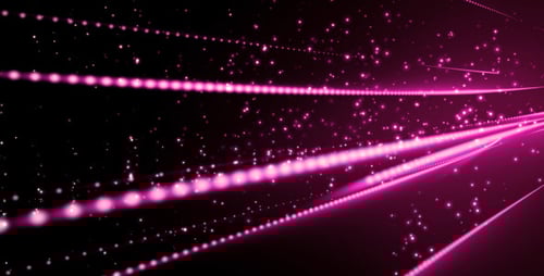 Dynamic Pink Glowing Lines with Glittering Particles