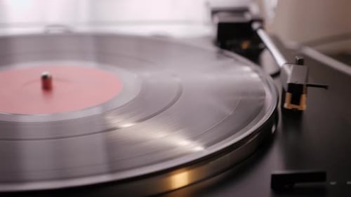 Record Spinning on a Vintage Record Player