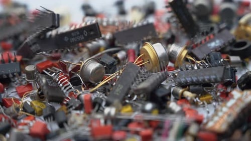 Pile of Electronic Components Close Up