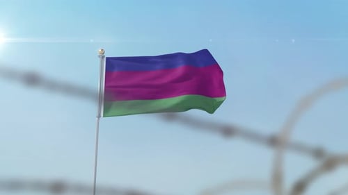 Kuban Peoples Republic Flag Behind Border
