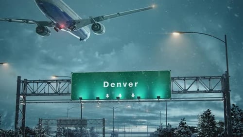 Avion atterrissant à Denver à Noël
