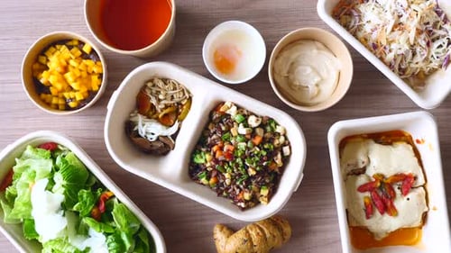 Overhead View of Nutritious Food in Containers