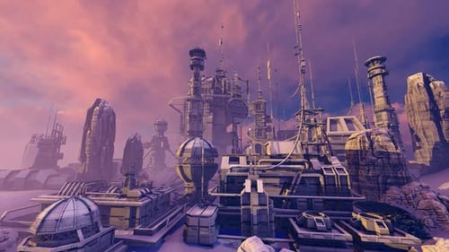 Fantasy city on an ice planet