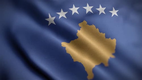 Kosovo Flag Textured Waving Close Up Background HD