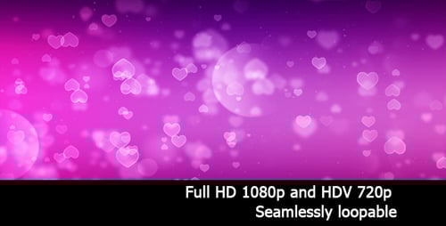 Romantic Floating Hearts and Bokeh Particle Background