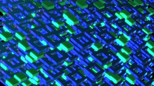 Futuristic Glowing Geometric Cubes Data Grid Loop