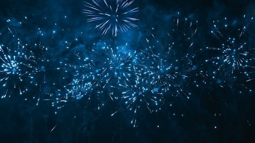 Brilliant Fireworks Exploding in the Dark Night Sky