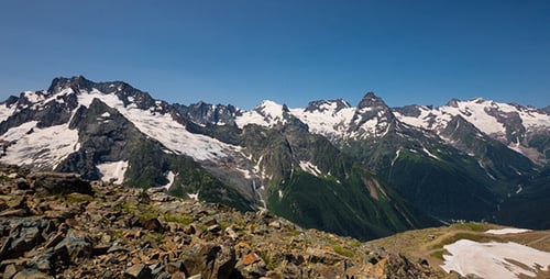 Snow Capped Mountain Range on Clear Sunny Day