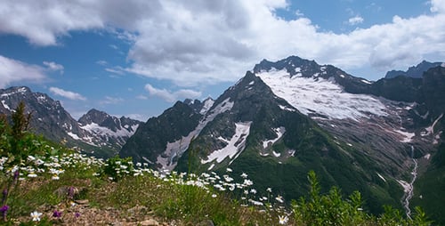 Picturesque Mountain Landscape With Snow-Capped Peaks