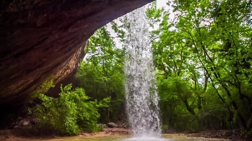 Mountain River Waterfall In Wild Crimea Forest
