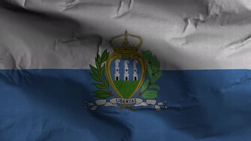 San Marino Flag Textured Waving Background 4K
