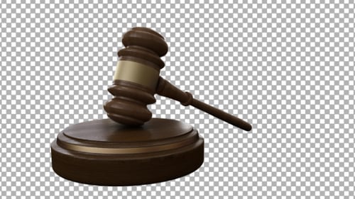 3D Animated Gavel Hitting Sound Block with Alpha Channel