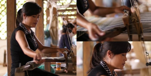 Woman Was Weaving Silk