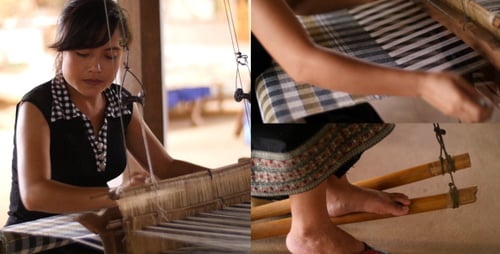 Woman Weaving Silk
