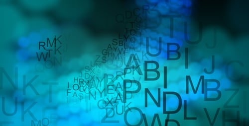 Digital Data Stream with Floating Letters Background