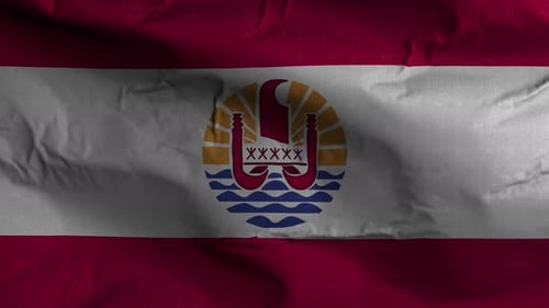 French Polynesia Flag Realistic Waving Loop Animation