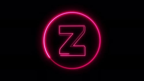 Glowing Pink Neon Letter Z Circle Outline Animation
