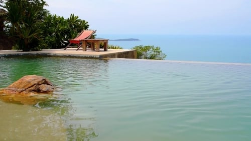 Sea View From Luxurious Swimming Pool In Exotic