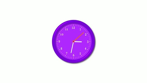 Purple color counting down clock animated on white background