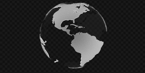 Rotating Digital Earth Globe with Wireframe and Alpha Channel