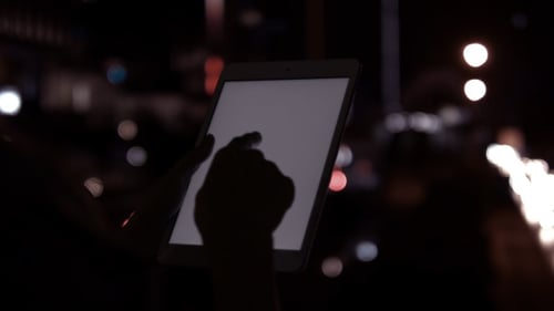 Touch Screen Tablet In Night City
