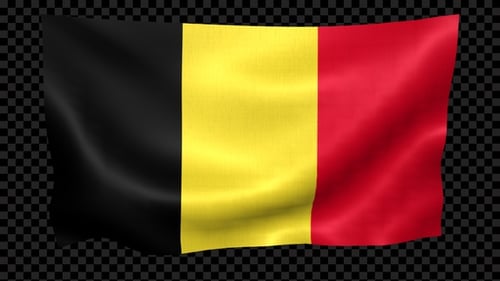 Realistic Belgium National Flag Waving Loop with Alpha